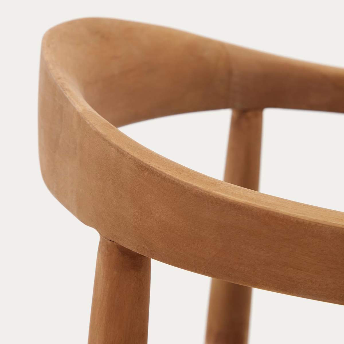 Kave Home Ydalia stackable outdoor chair in solid teak wood with natural finish and black rope