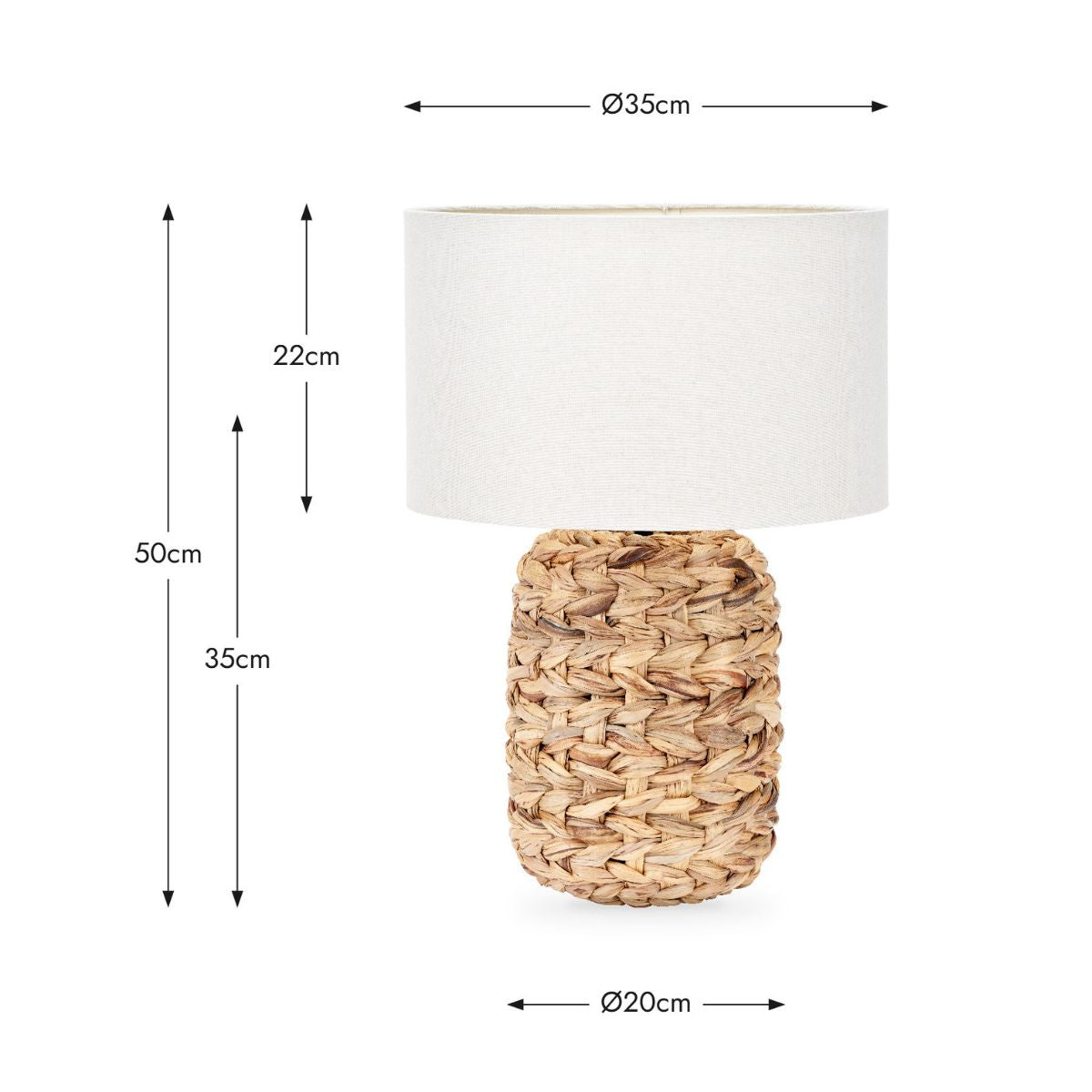 Pacific Lifestyle Zadi Natural Plaited Tall Water Hyacinth Table Lamp