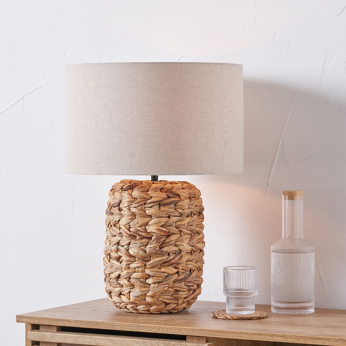 Pacific Lifestyle Zadi Natural Plaited Tall Water Hyacinth Table Lamp