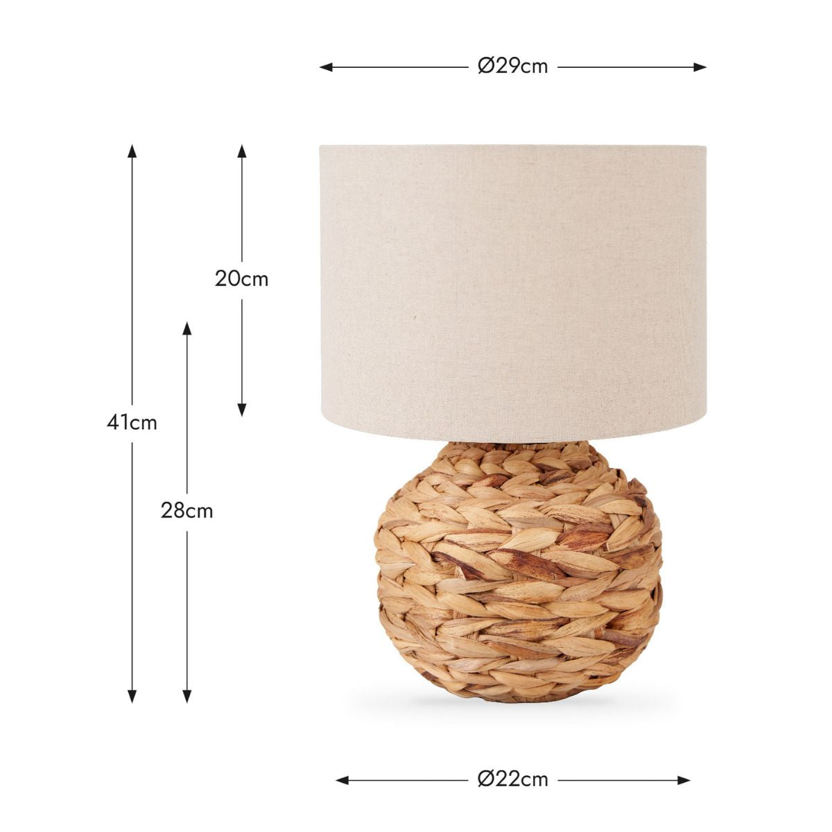 Pacific Lifestyle Zadi Natural Plaited Water Hyacinth Table Lamp