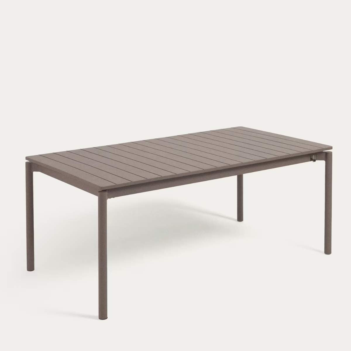 Kave Home Zaltana extendable aluminium outdoor table with matt brown finish 140 (200) x 90 cm