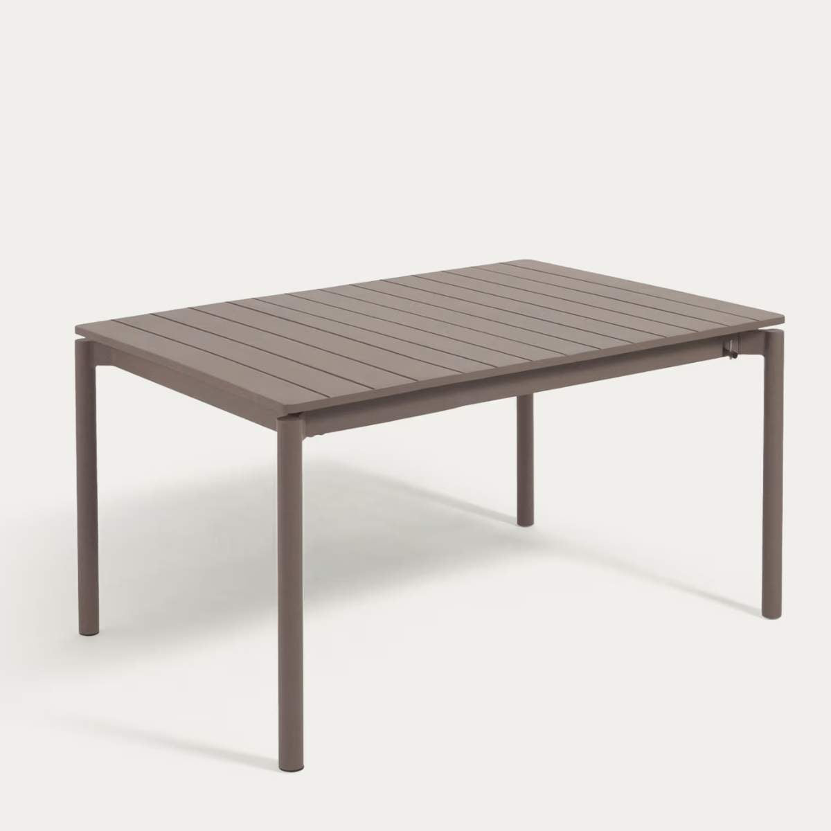 Kave Home Zaltana extendable aluminium outdoor table with matt brown finish 140 (200) x 90 cm