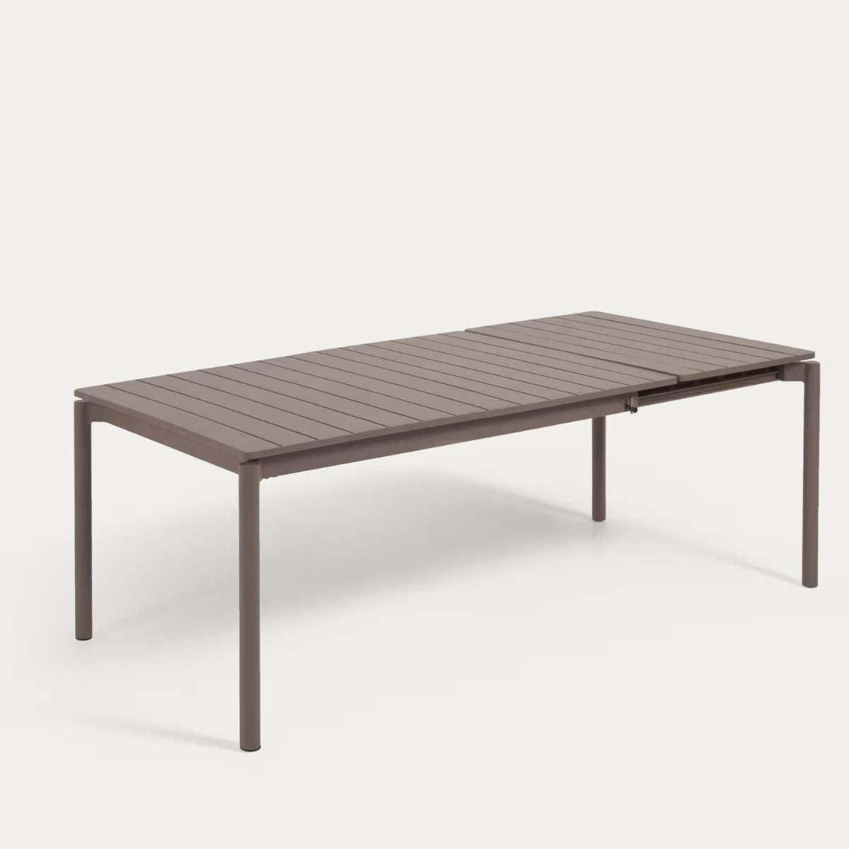 Kave Home Zaltana extendable aluminium outdoor table with matt brown finish 140 (200) x 90 cm