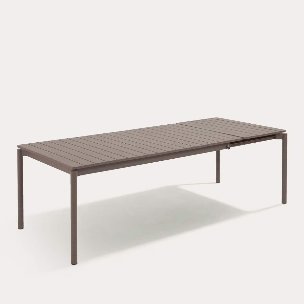Kave Home Zaltana extendable aluminium outdoor table with matt brown finish 140 (200) x 90 cm