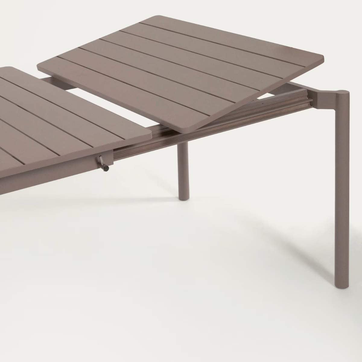 Kave Home Zaltana extendable aluminium outdoor table with matt brown finish 140 (200) x 90 cm