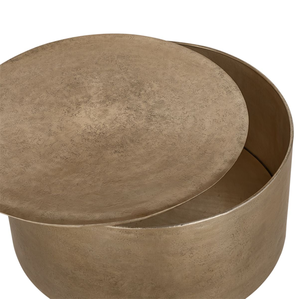 Libra Interiors Zander Metal Drum Coffee Table With Storage 90cm