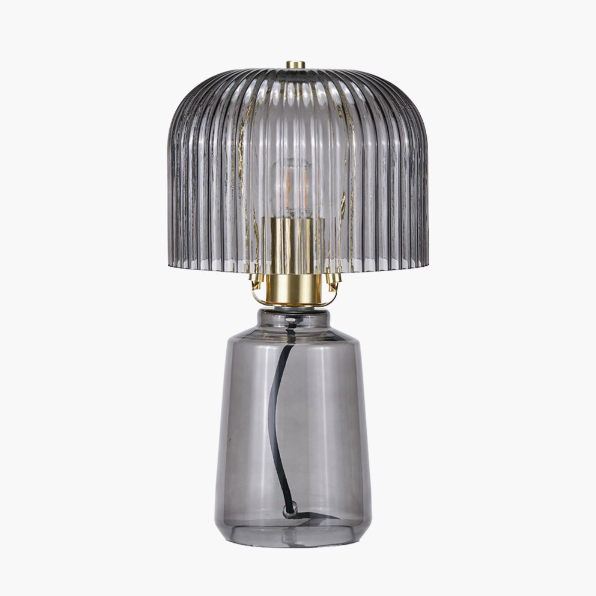 Pacific Lifestyle Zandra Grey Ribbed Glass Table Lamp