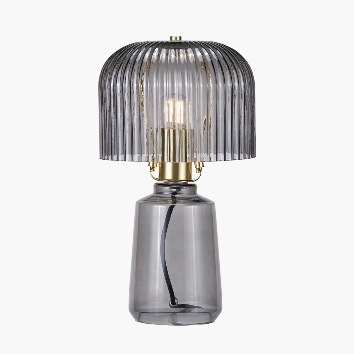 Pacific Lifestyle Zandra Grey Ribbed Glass Table Lamp