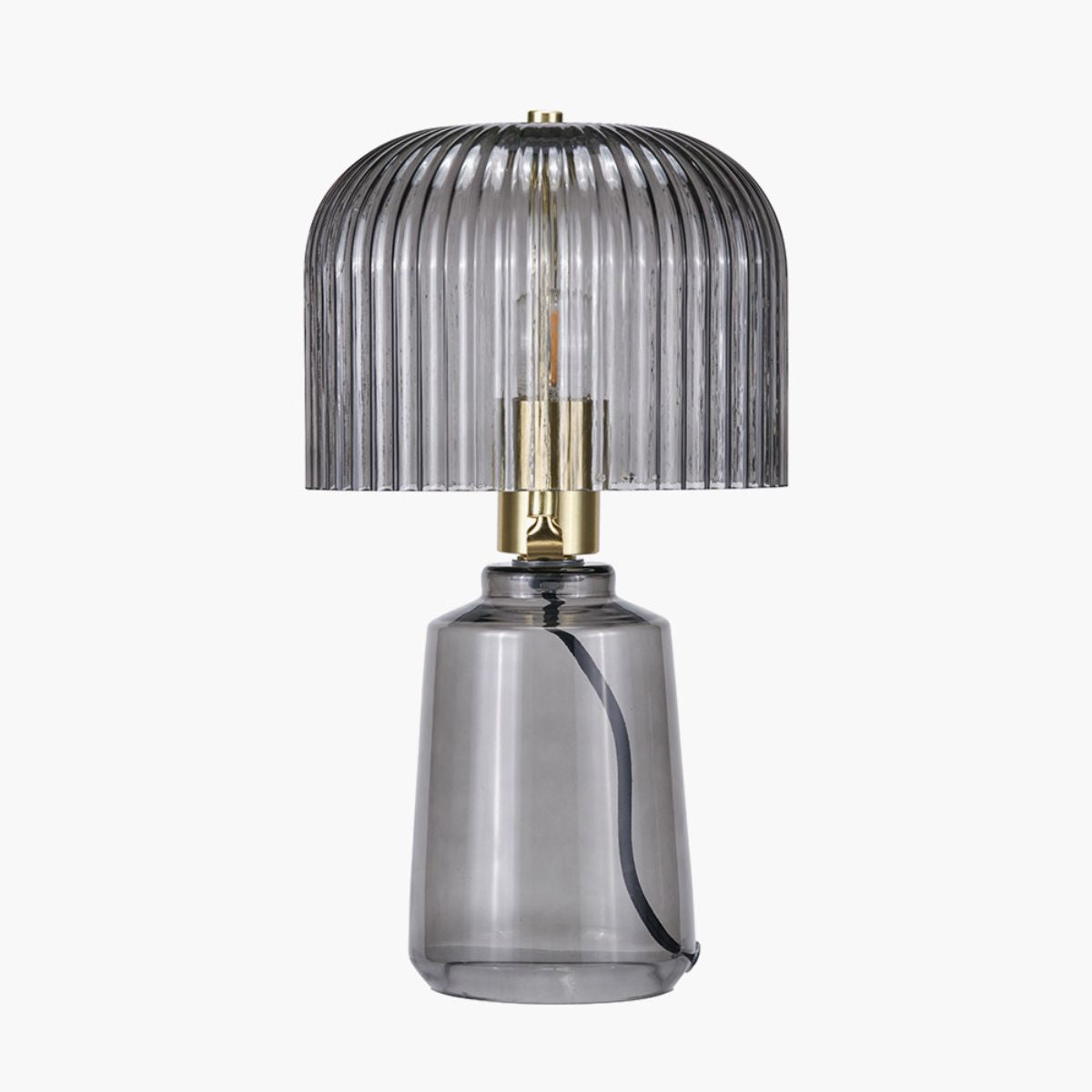 Pacific Lifestyle Zandra Grey Ribbed Glass Table Lamp
