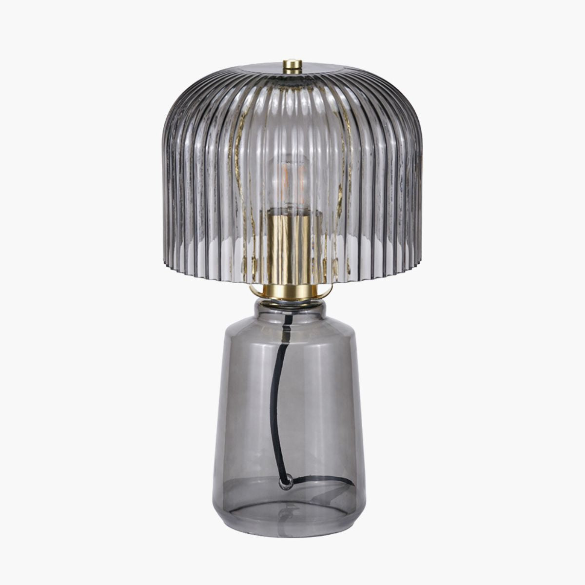 Pacific Lifestyle Zandra Grey Ribbed Glass Table Lamp