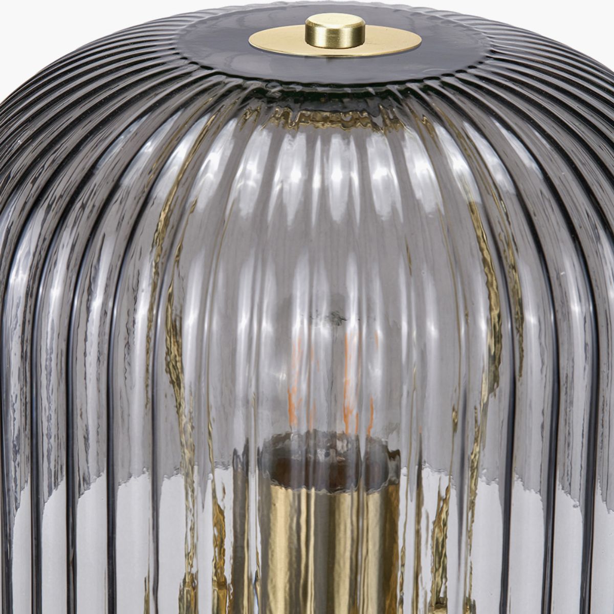 Pacific Lifestyle Zandra Grey Ribbed Glass Table Lamp