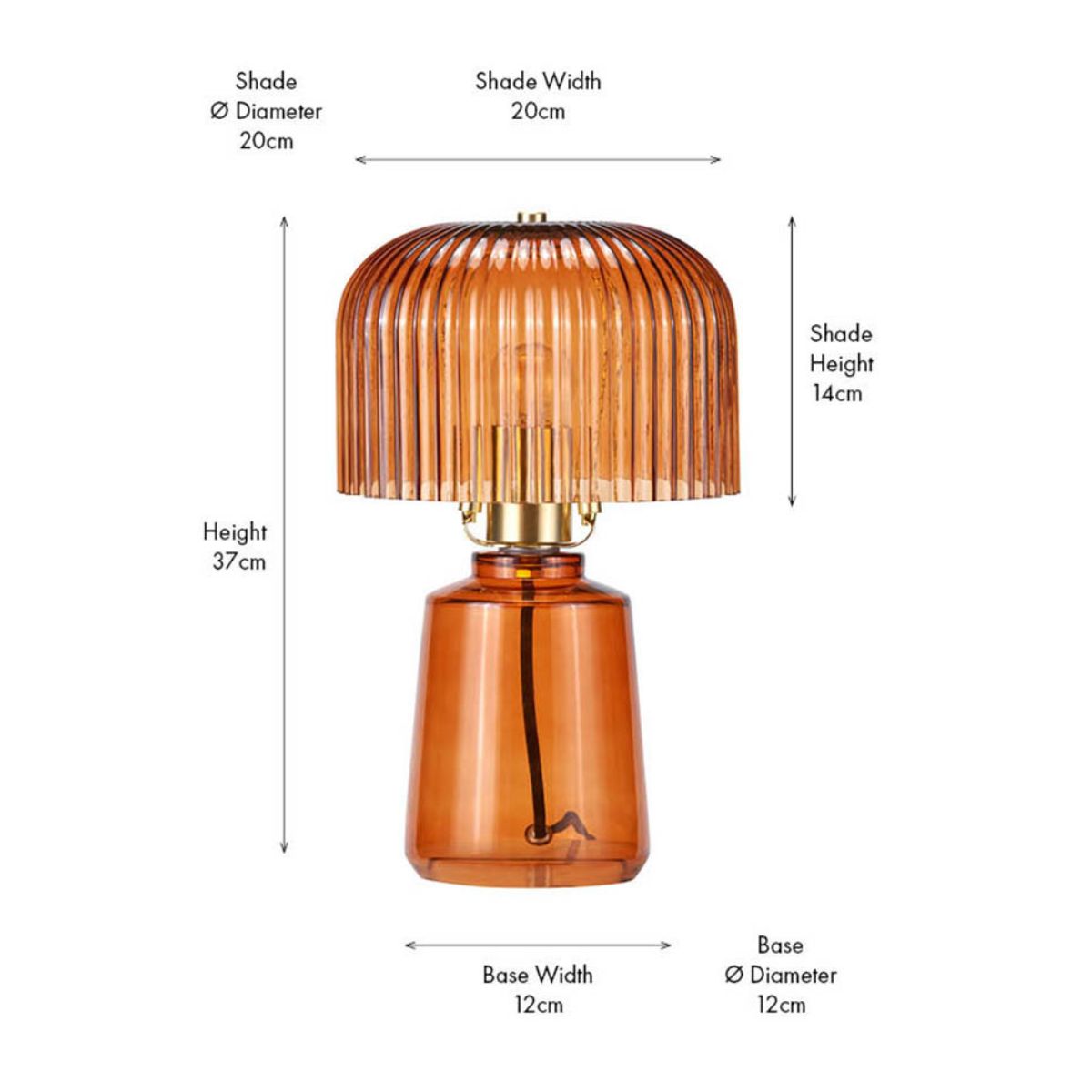 Pacific Lifestyle Zandra Orange Ribbed Glass Table Lamp