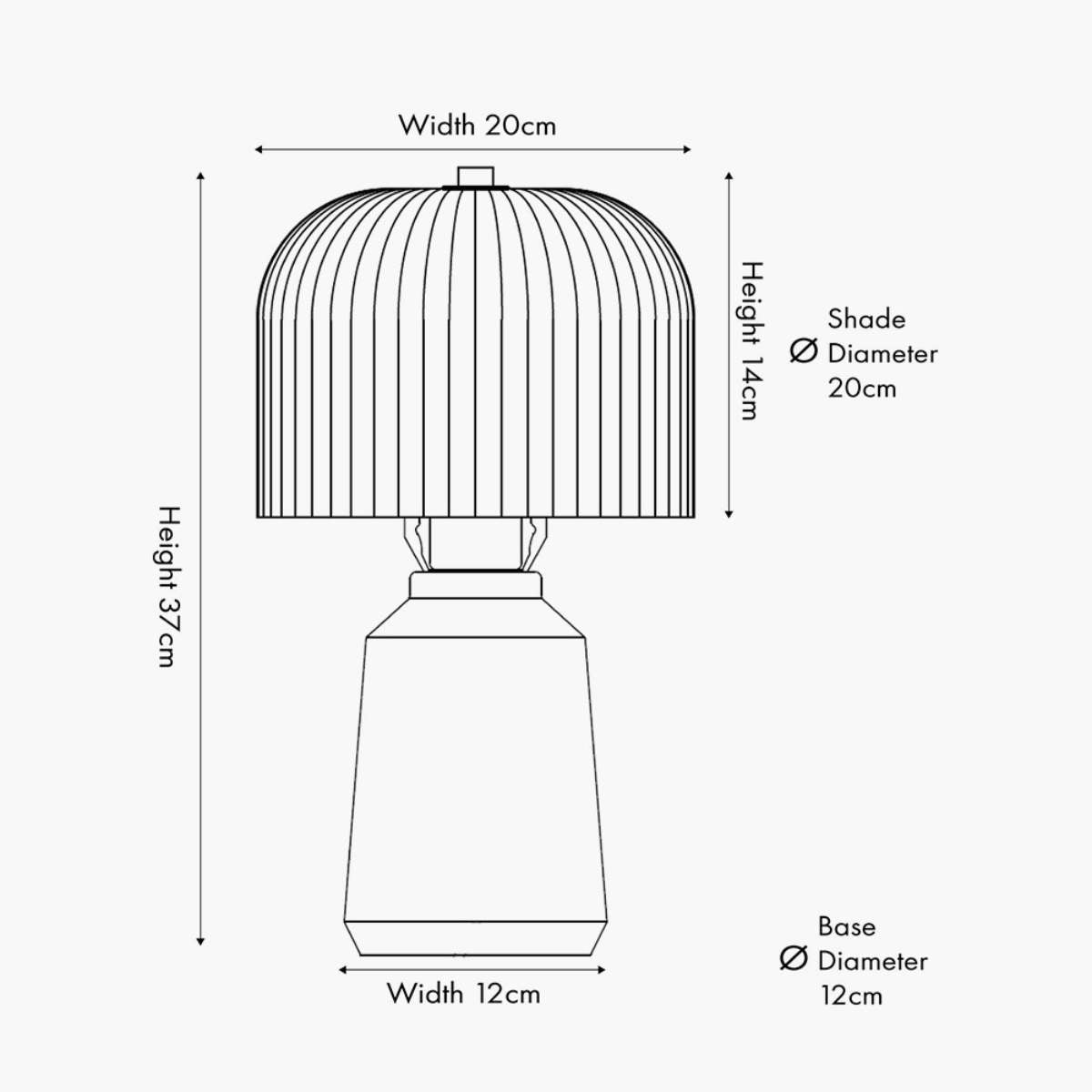 Pacific Lifestyle Zandra Ribbed Glass Table Lamp