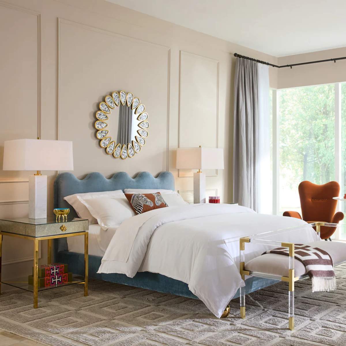 Jonathan Adler Zebra Beaded Cushion