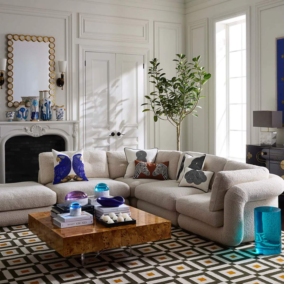 Jonathan Adler Zebra Beaded Cushion