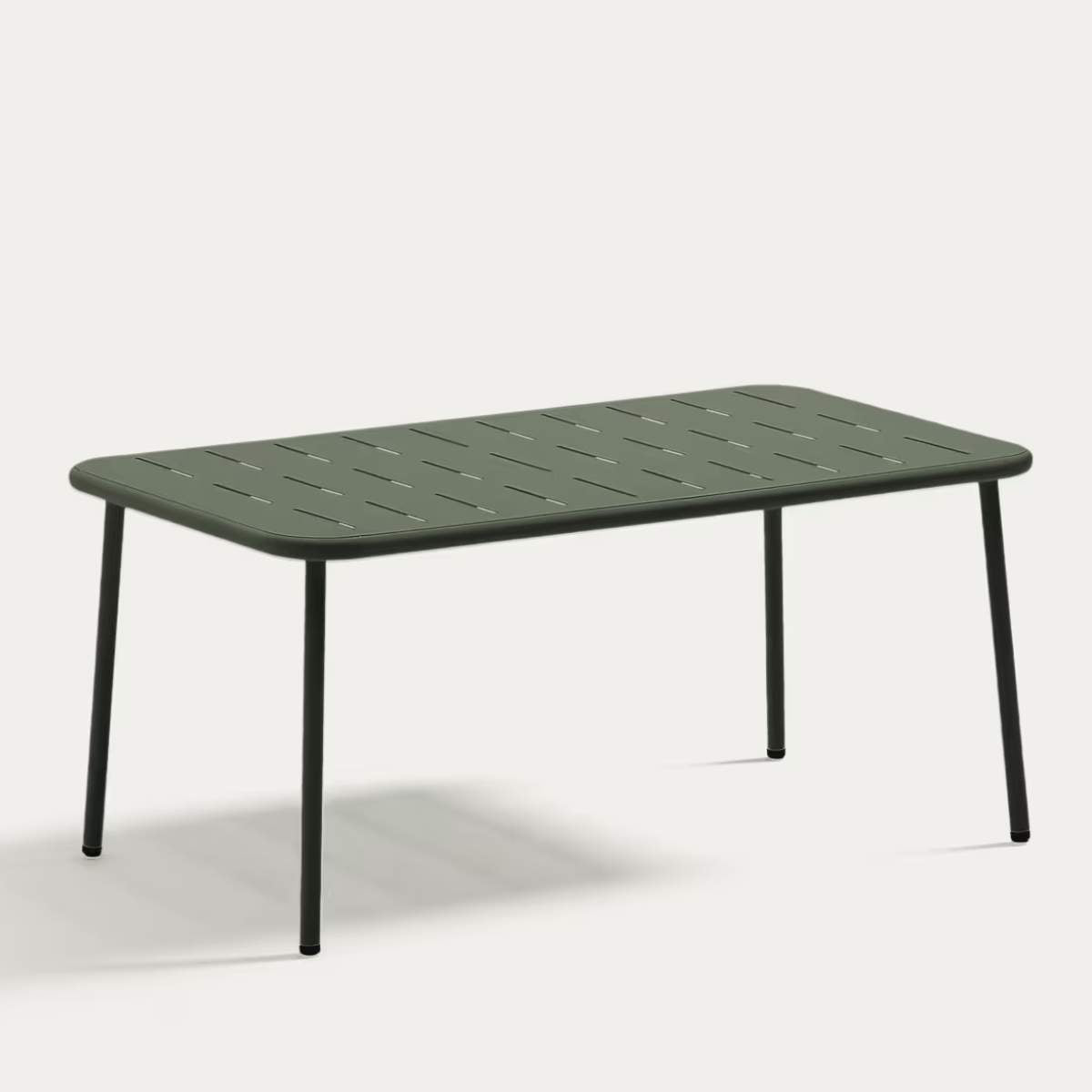 Kave Home Zivia outdoor coffee table in green galvanised steel 90 x 50cm