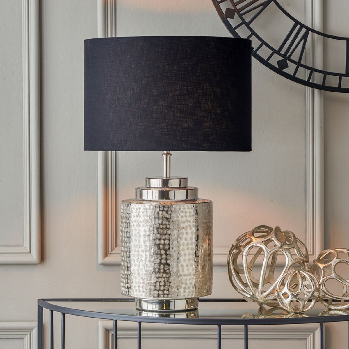 Pacific Lifestyle Zuri Shiny Silver Metal Pot Table Lamp Base