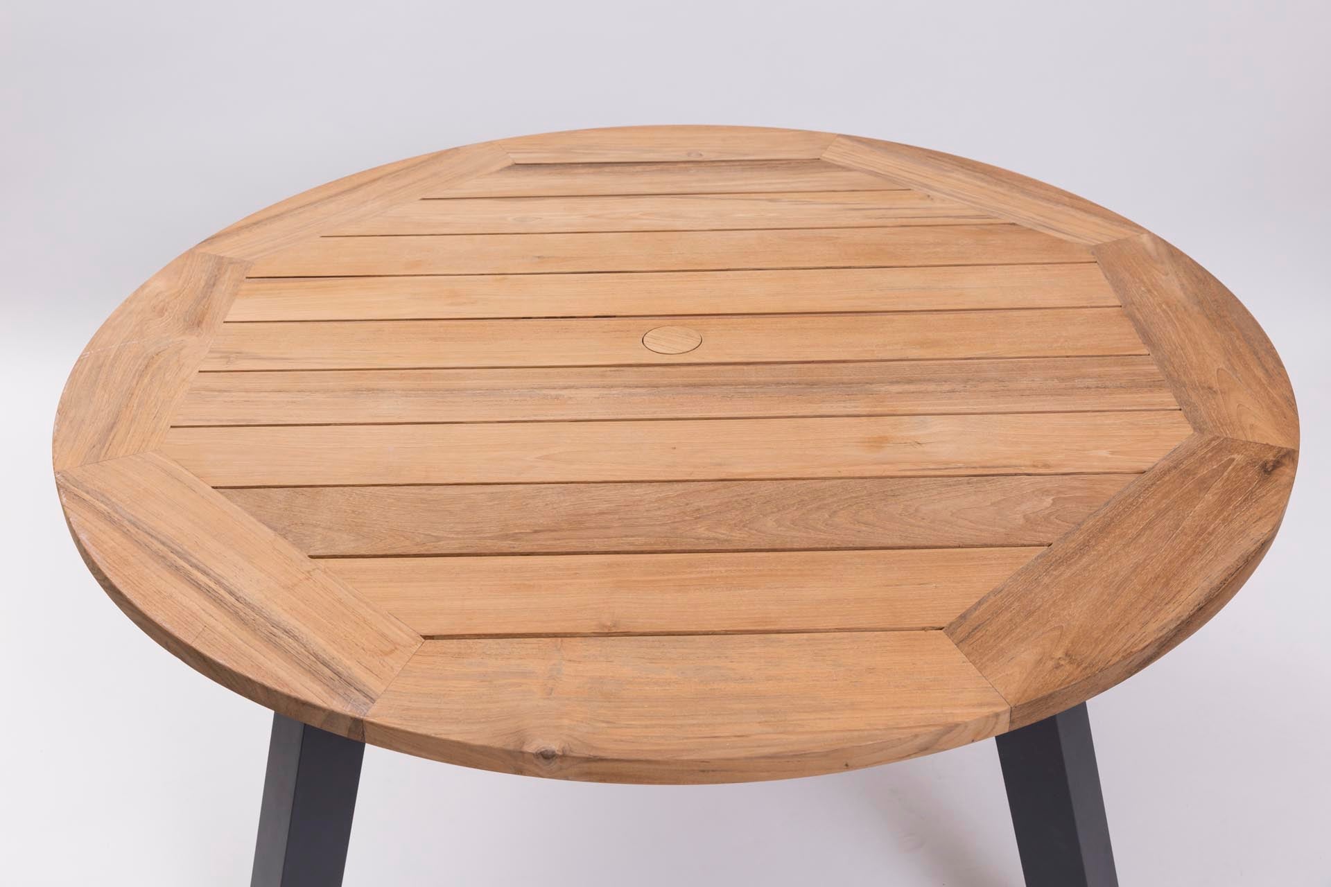 PR Home Atlantic 120cm Round Outdoor Dining Table – Anthracite / Teak