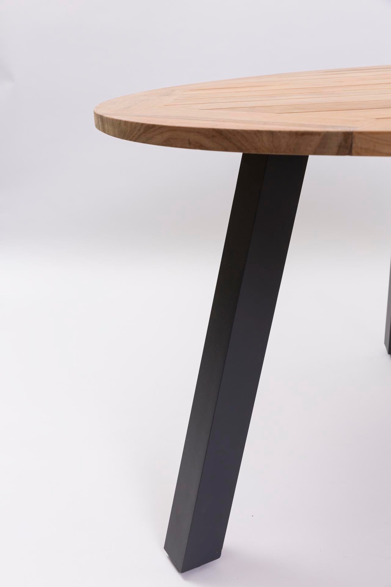 PR Home Atlantic 120cm Round Outdoor Dining Table – Anthracite / Teak