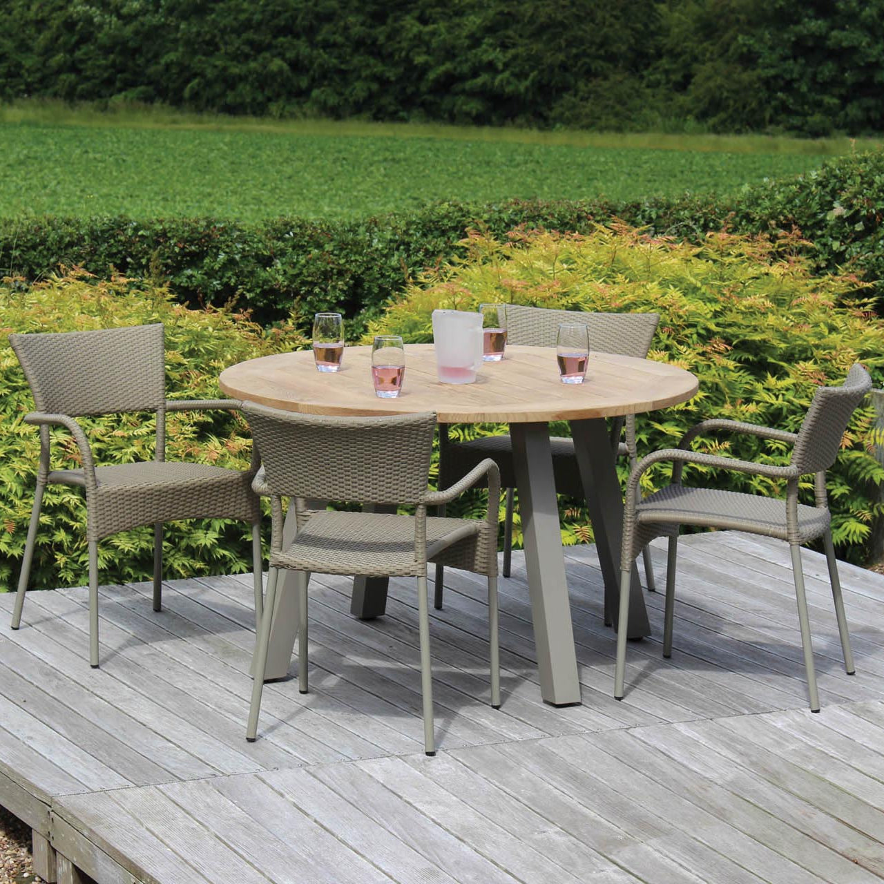 PR Home Atlantic 120cm Round Outdoor Dining Table – Kubu / Teak