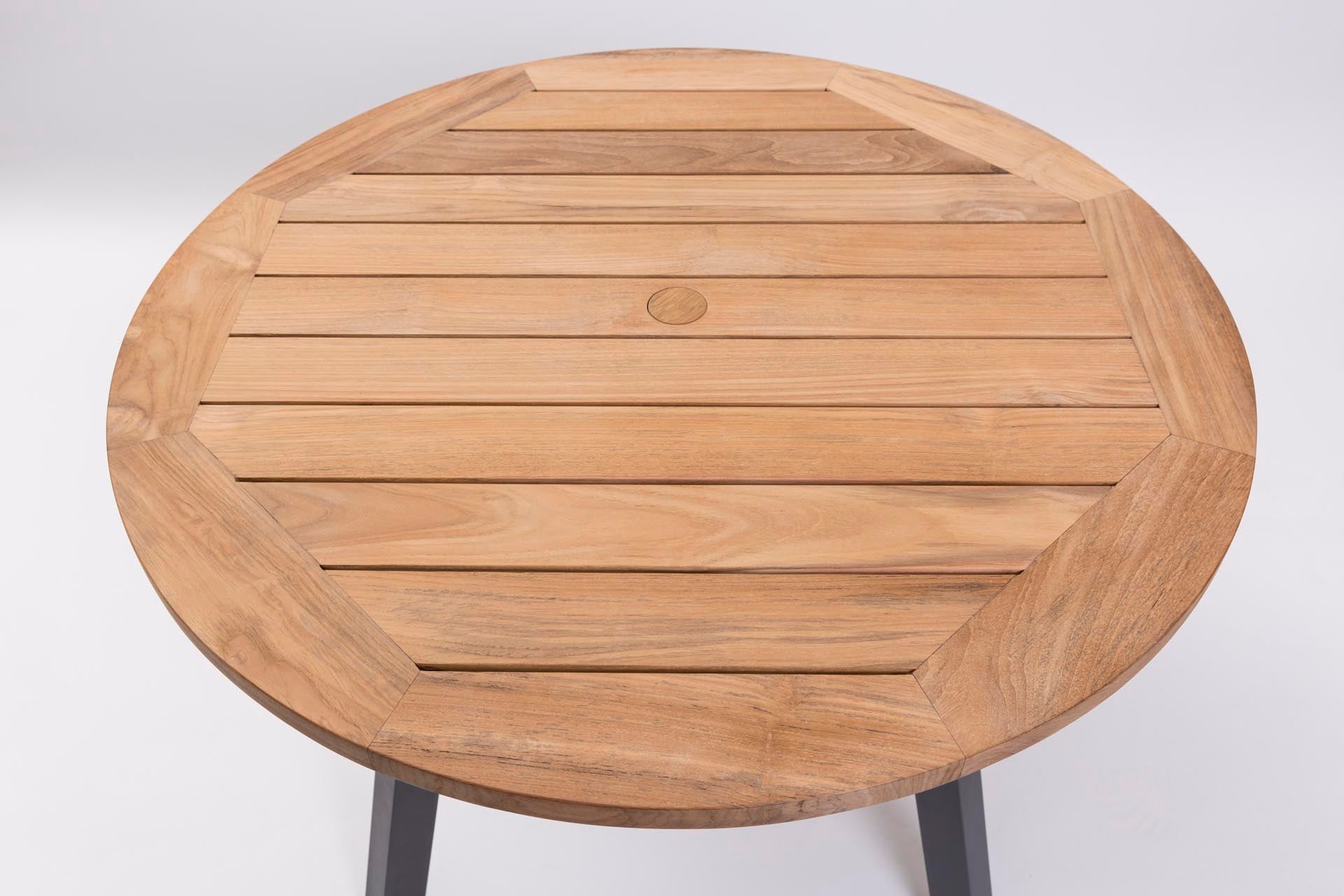 PR Home Atlantic 90cm Round Outdoor Dining Table – Anthracite / Teak
