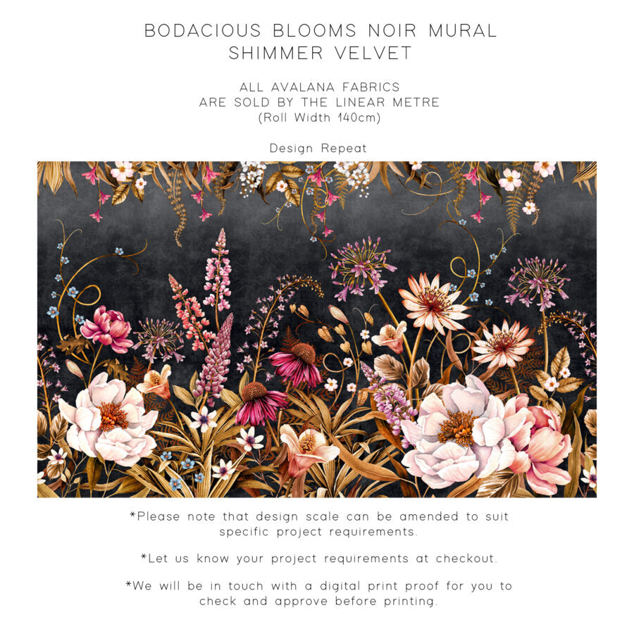 Avalana Bodacious Blooms Shimmer Velvet Fabric-Beaumonde
