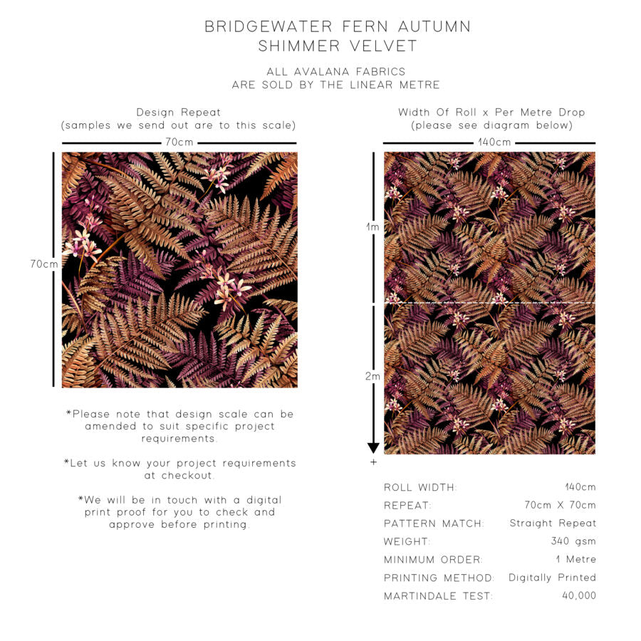 Avalana Bridgewater Fern Autumn Shimmer Velvet Fabric-Beaumonde