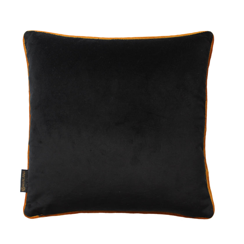 Avalana Dark Tropics Piped Velvet Cushion-Beaumonde