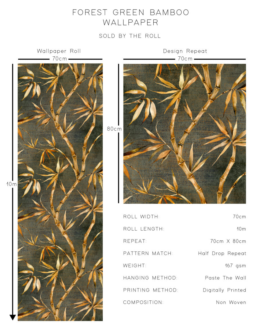 Avalana Forest Green Bamboo Wallpaper-Beaumonde