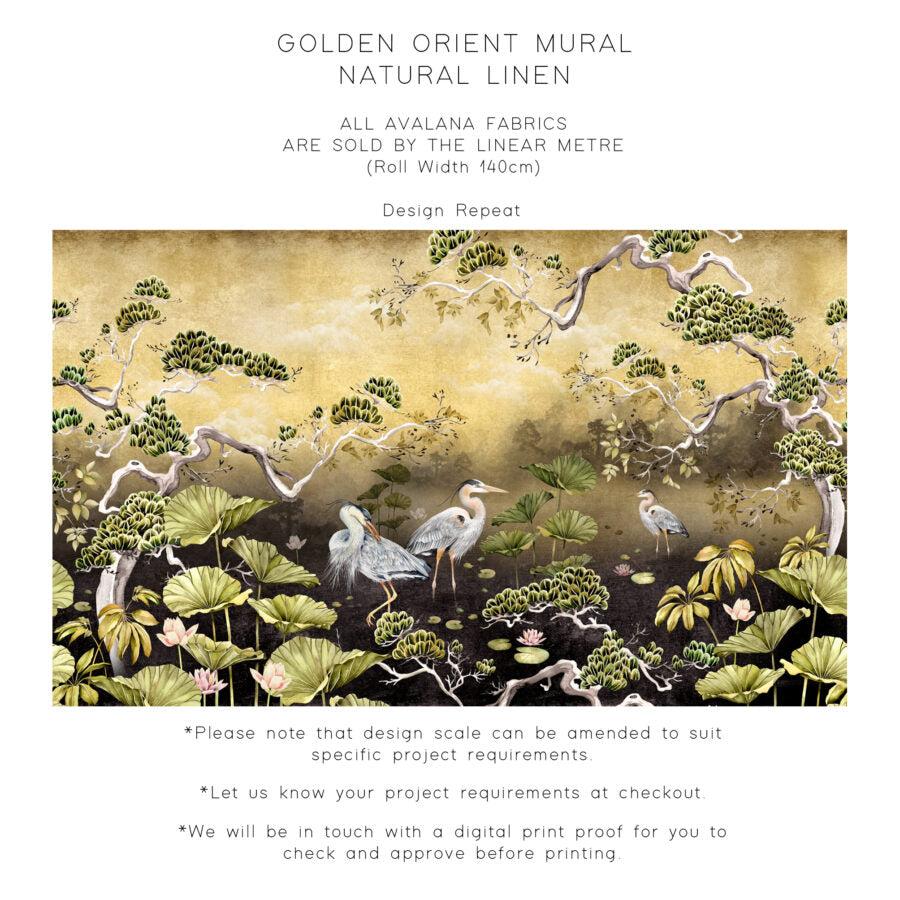 Avalana Golden Orient Natural Linen Fabric-Beaumonde