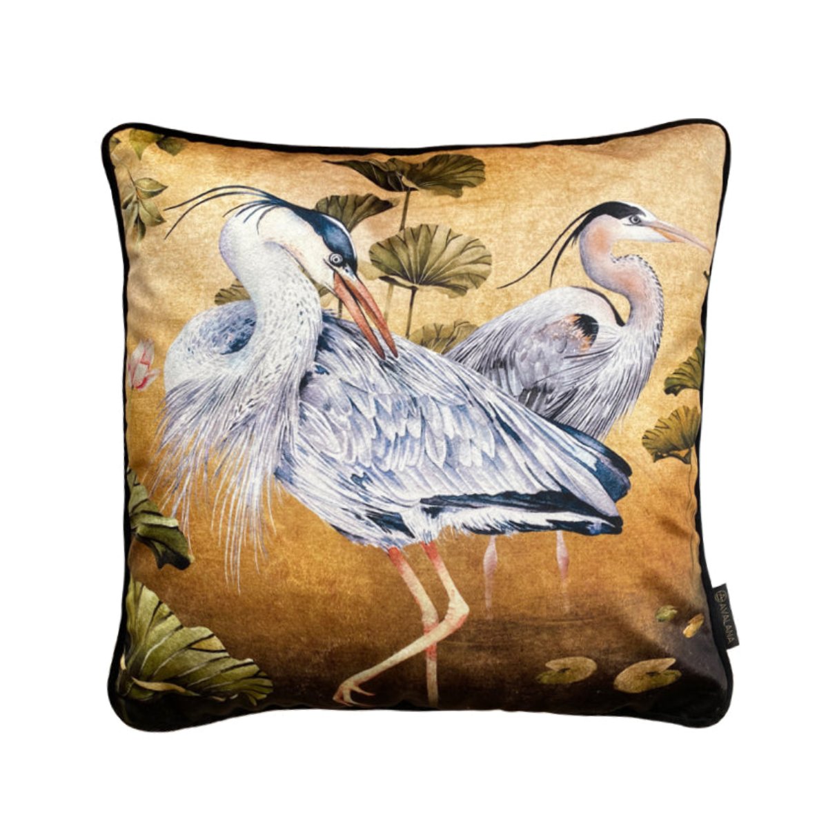 Avalana Golden Orient Piped Velvet Cushion-Beaumonde
