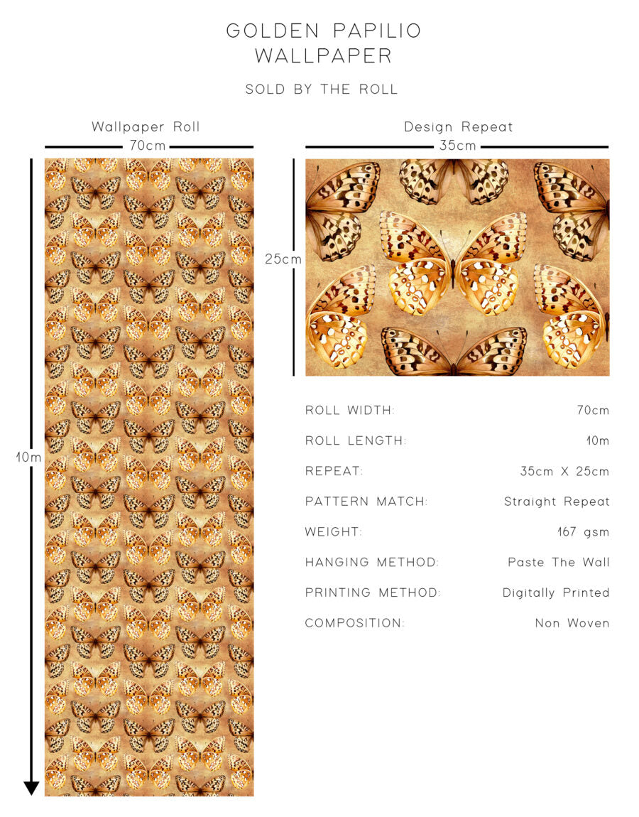 Avalana Golden Papilio Wallpaper-Beaumonde