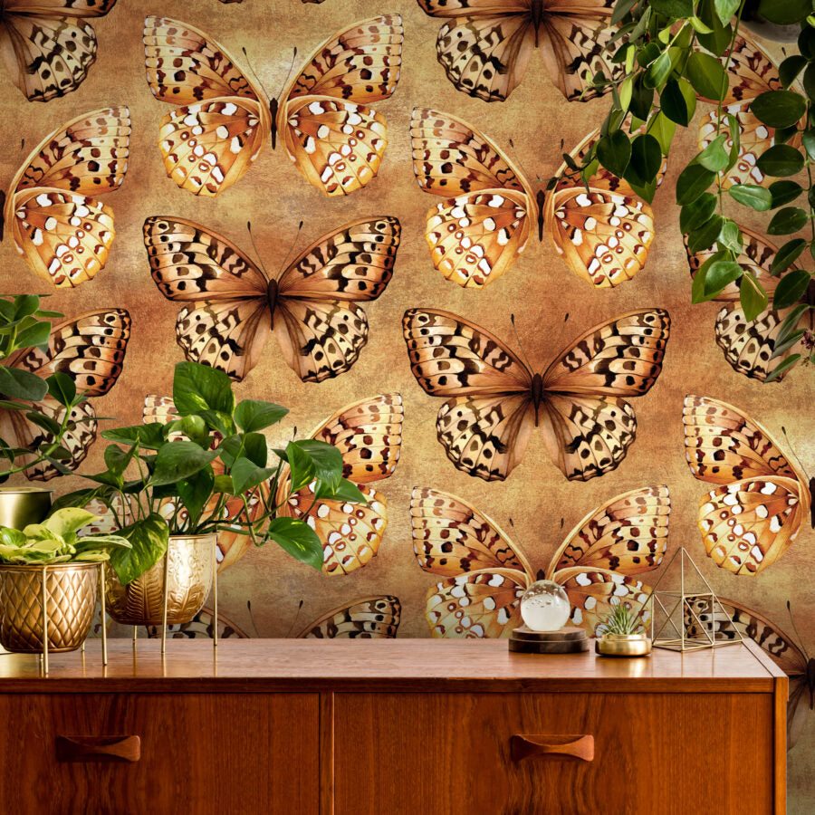 Avalana Golden Papilio Wallpaper-Beaumonde