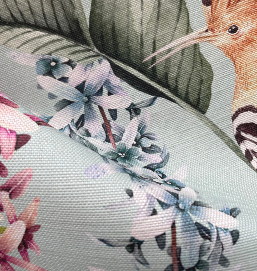 Avalana Hoopoe Garden Oyster Linen Fabric-Beaumonde