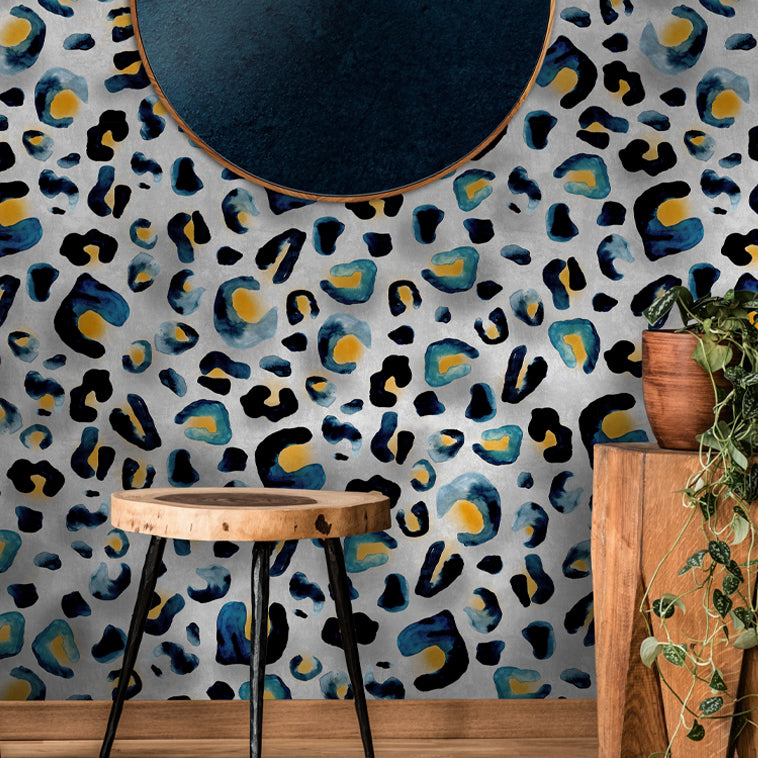 Avalana Indigo Inky Leopard Wallpaper