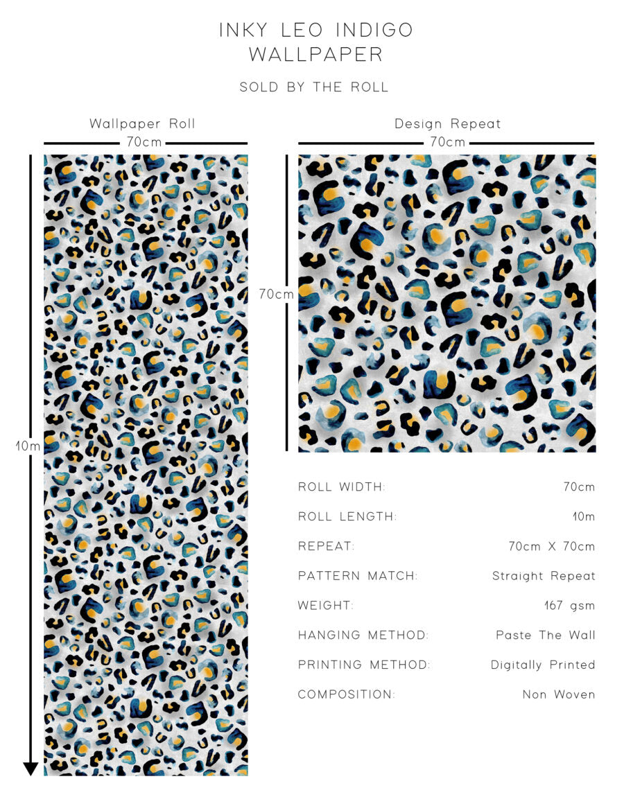 Avalana Indigo Inky Leopard Wallpaper