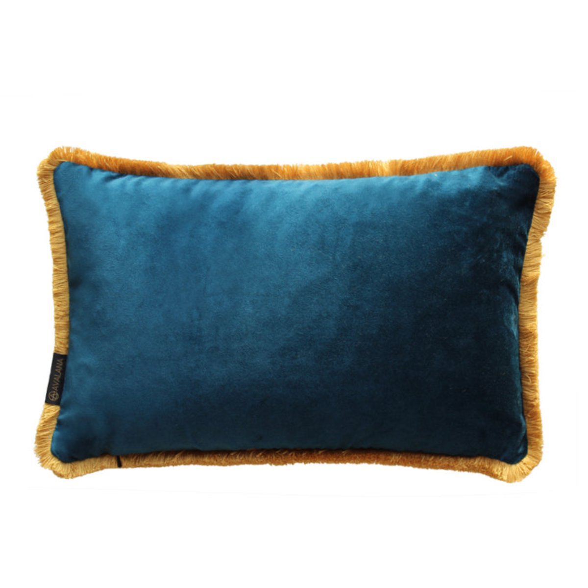 Avalana Madagascar Midnight Fringe Velvet Cushion-Beaumonde