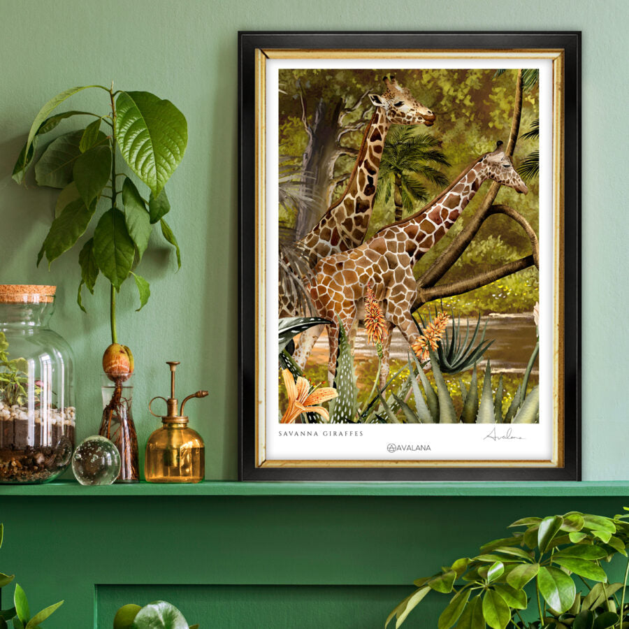 Avalana Savanna Giraffes Art Print-Beaumonde