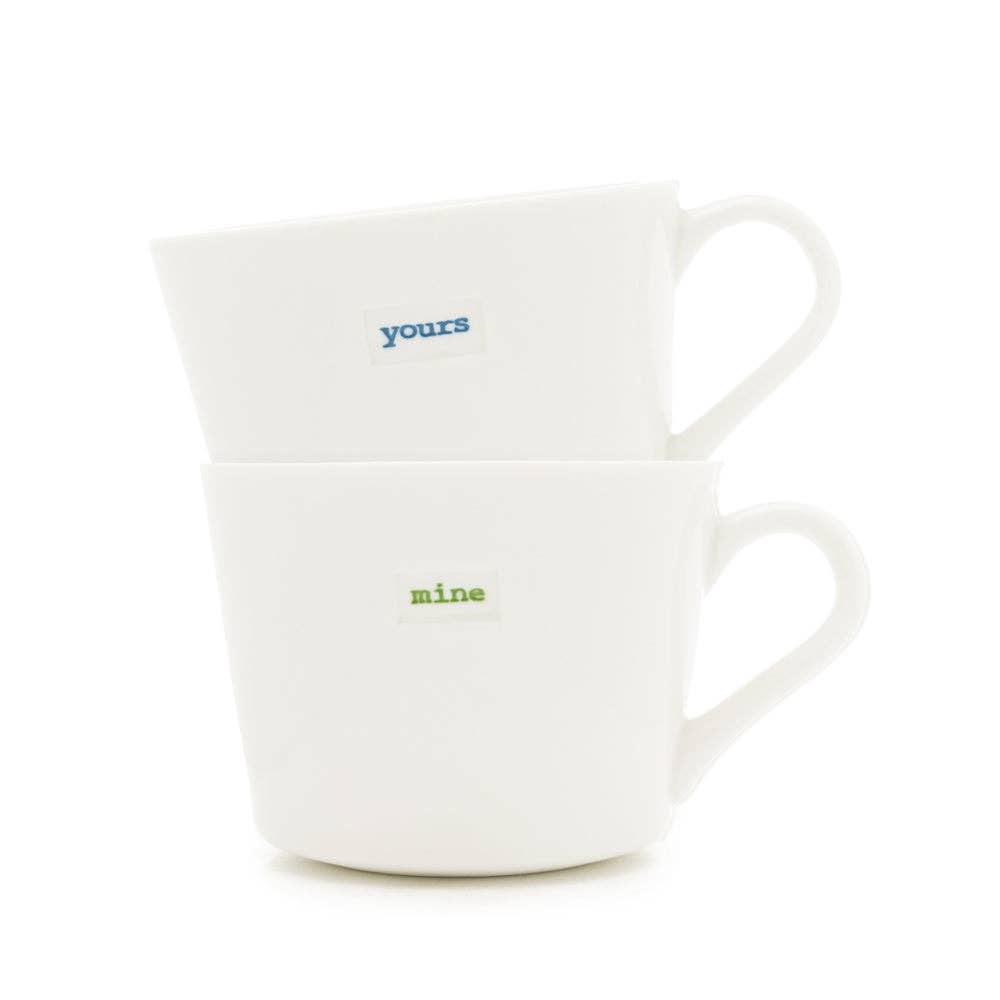 Keith Brymer Jones Mug Pair 280ml - yours (blue),mine(green)