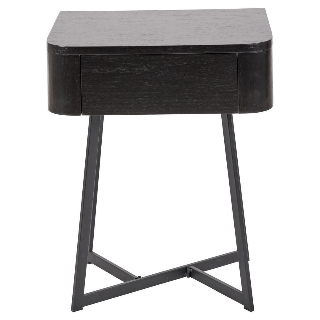 Beau&Co Anker Black Ash Veneer and Black Metal 1 Drawer Unit