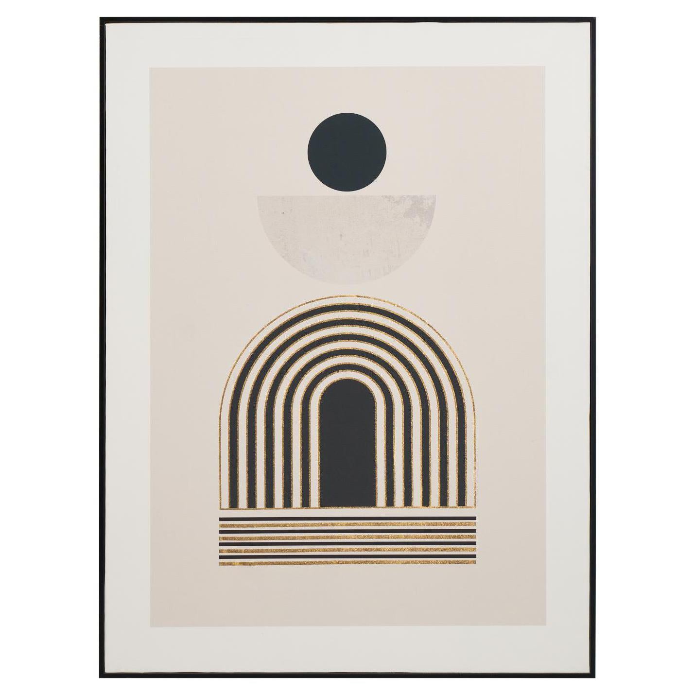 Beau&Co Art Deco Print with Linear Gold Detail and Black Frame