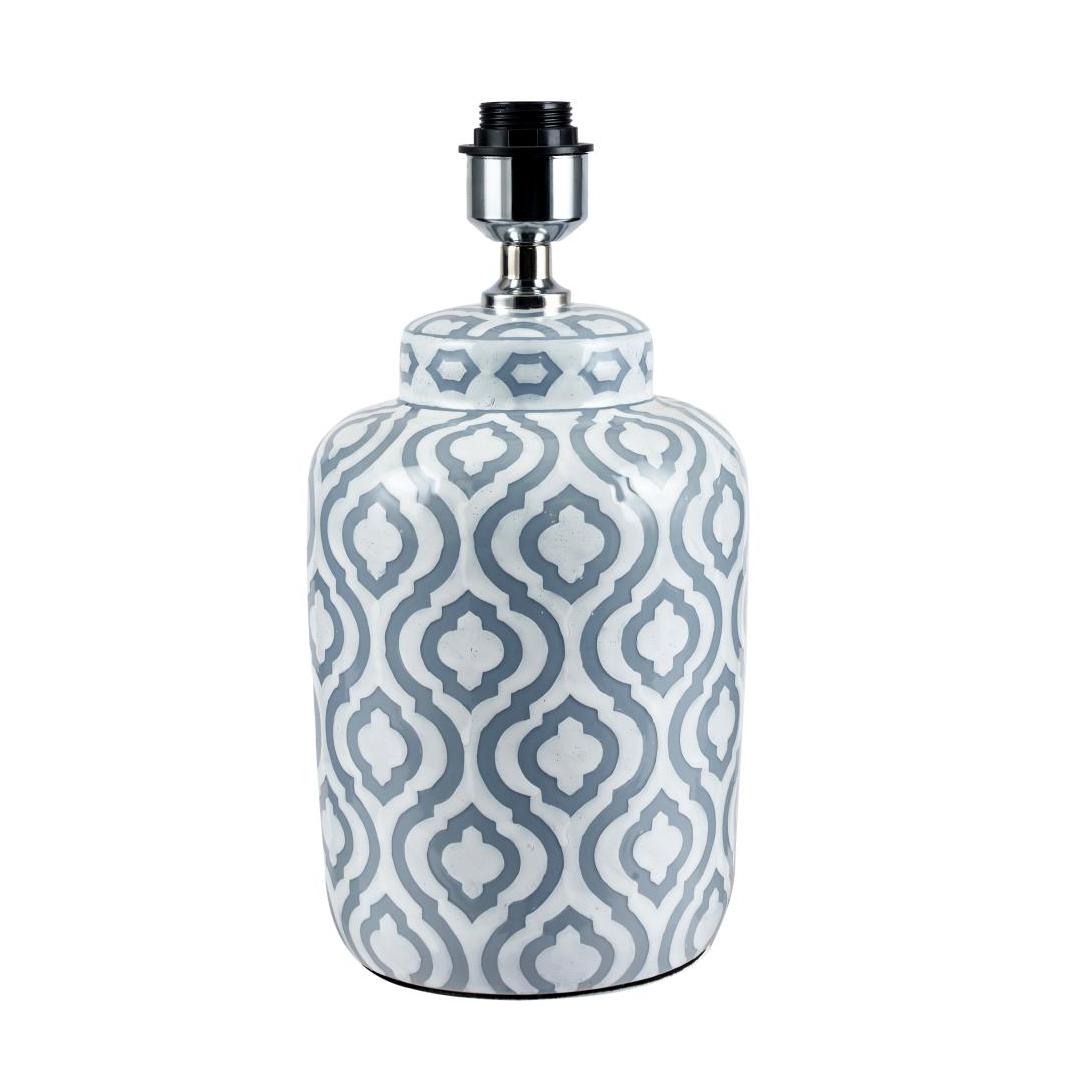 Beau&Co Astrid Grey and White Pattern Ceramic Table Lamp Base