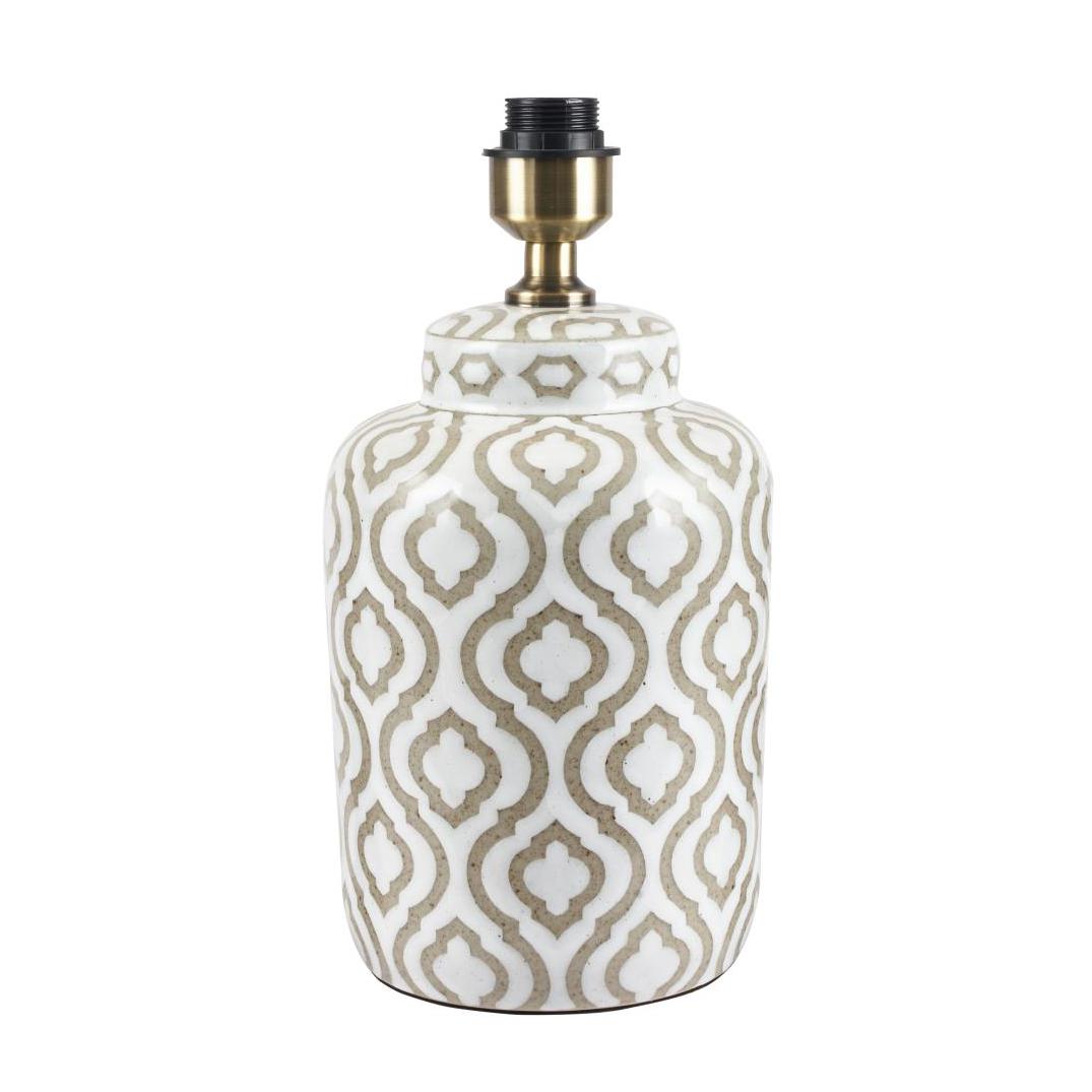 Beau&Co AstridTaupe and White Pattern Ceramic Table Lamp Base
