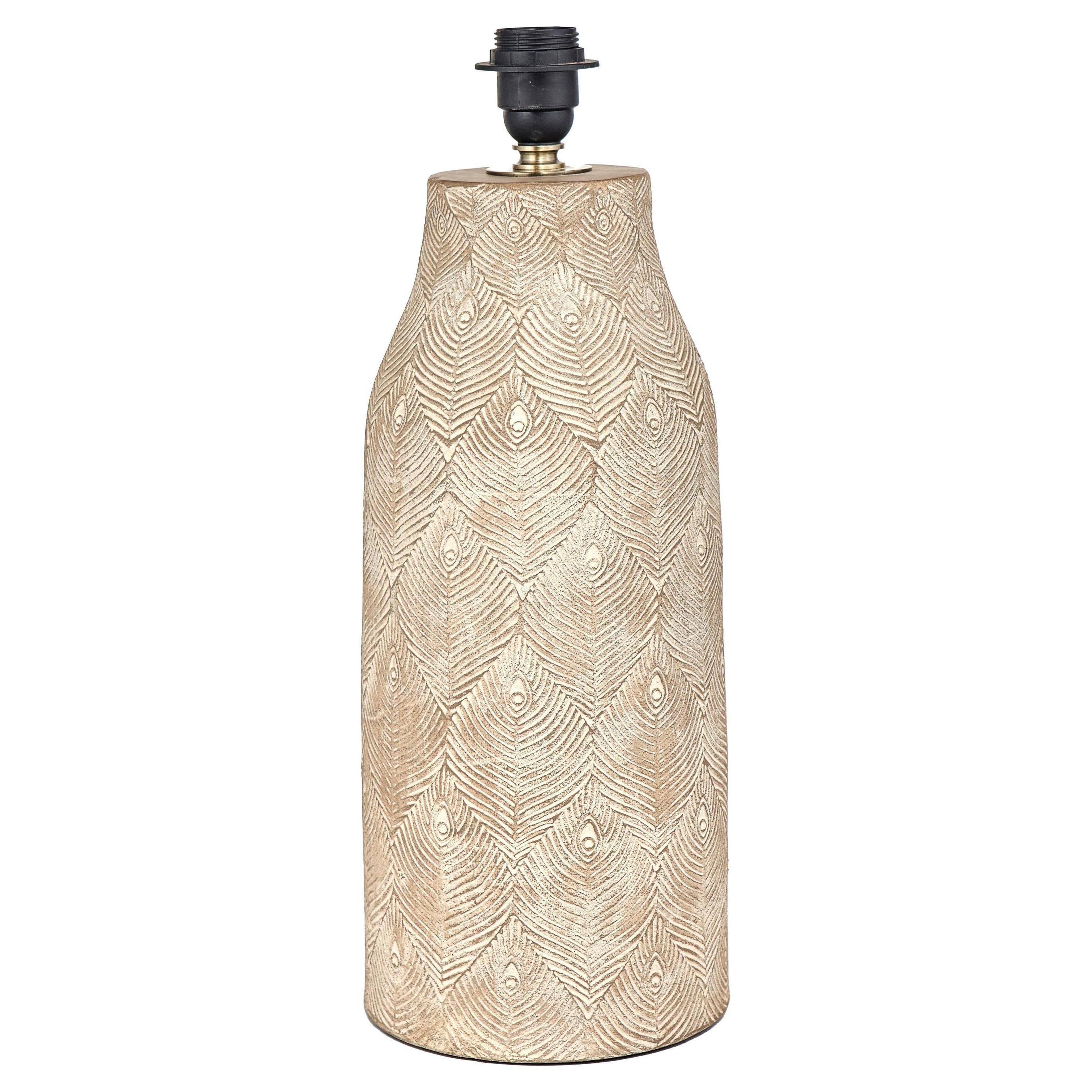 Beau&Co Axel Stone Grey Feather Stoneware Table Lamp Base