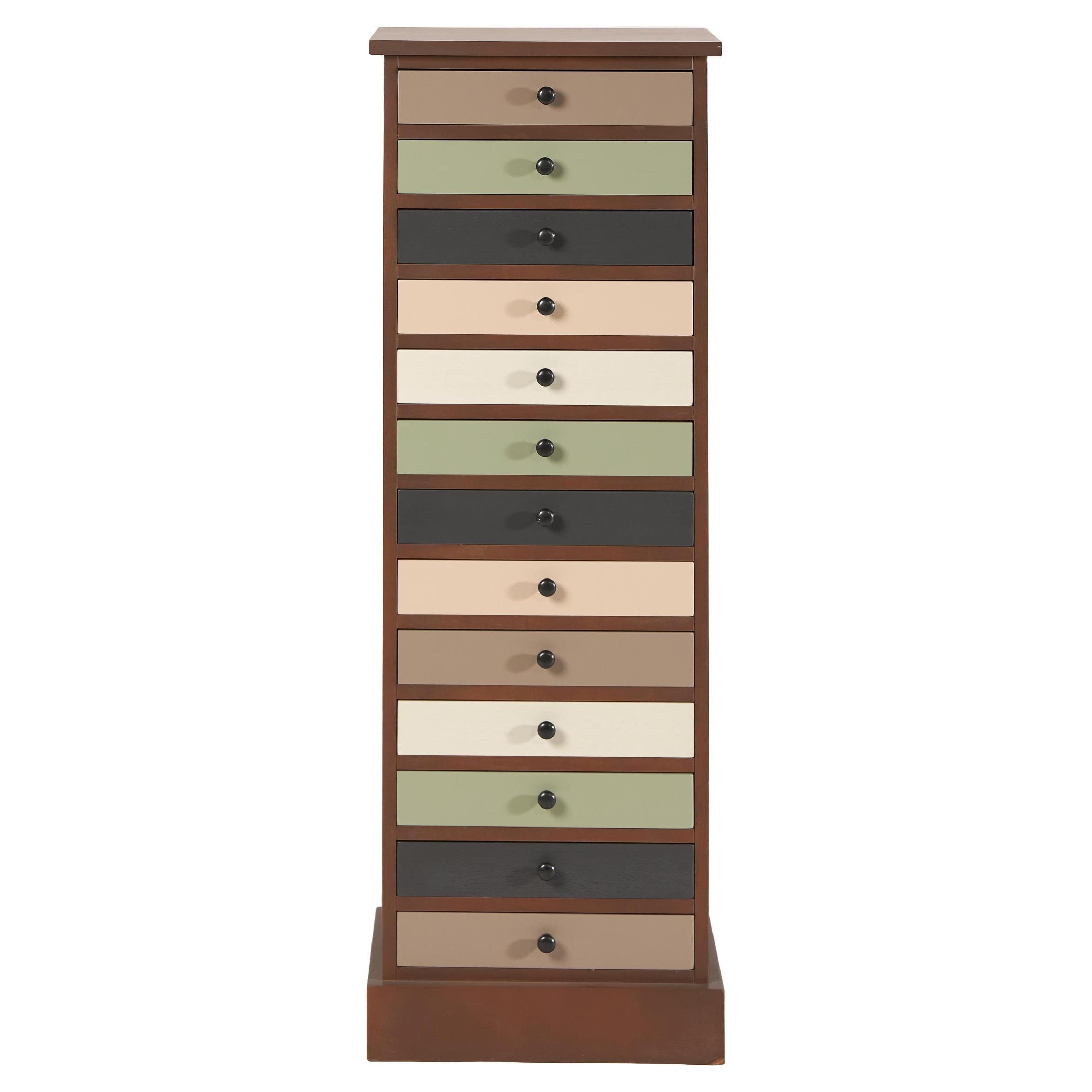 Beau&Co Falk Sage Multicoloured Pine Wood 13 Drawer Unit