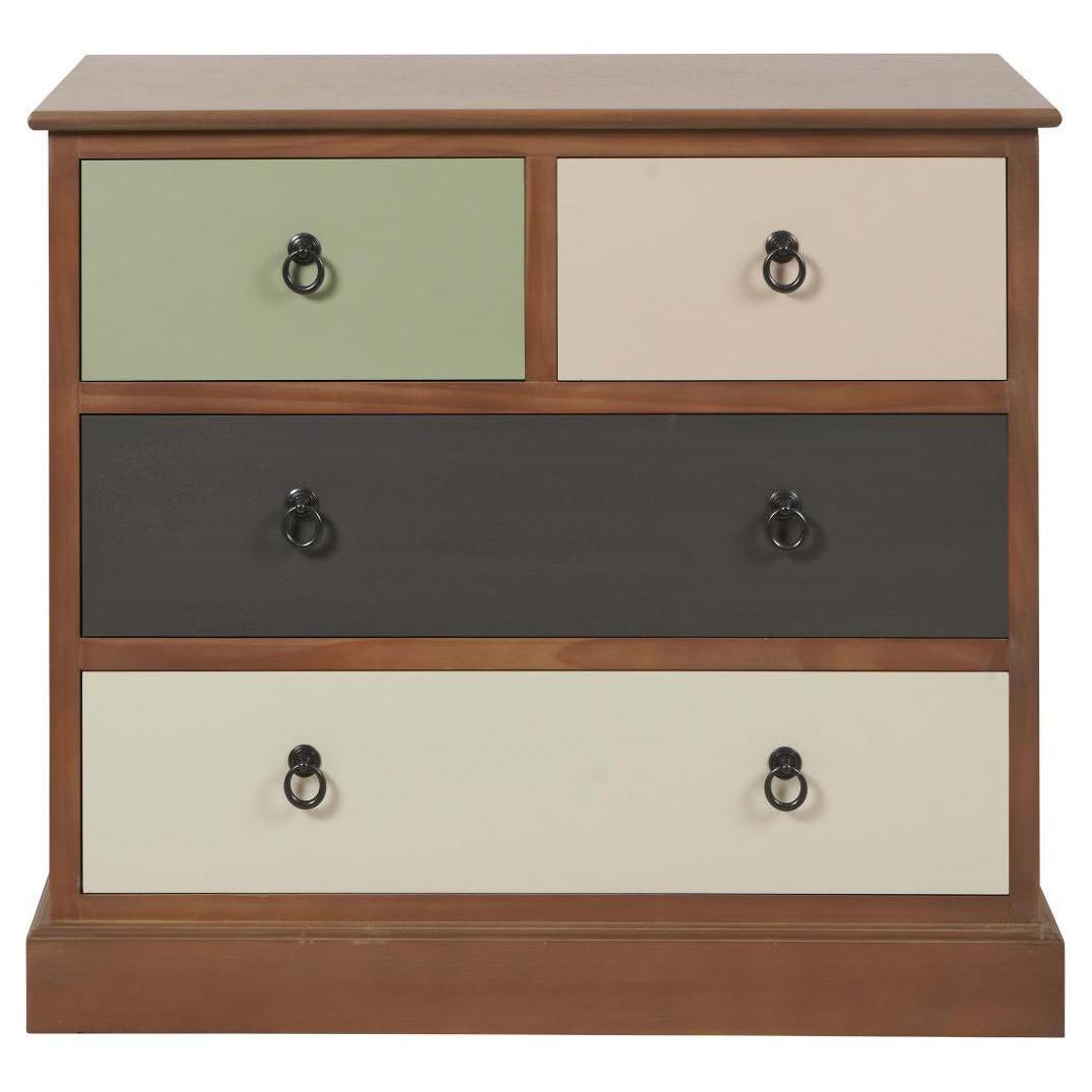 Beau&Co - Falk - Sage Multicoloured Pine Wood 4 Drawer Unit