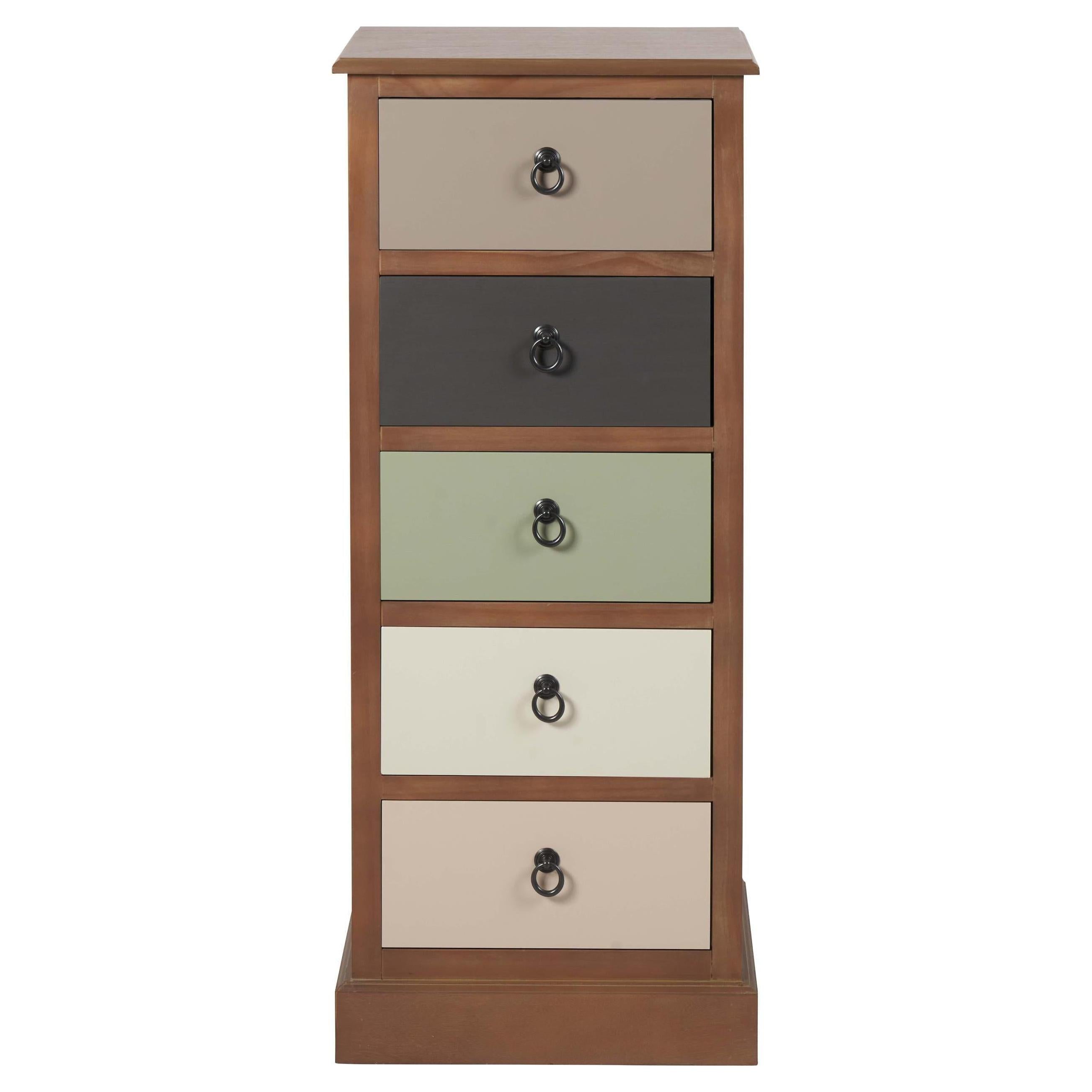 Beau&Co Falk Sage Multicoloured Pine Wood 5 Drawer Unit