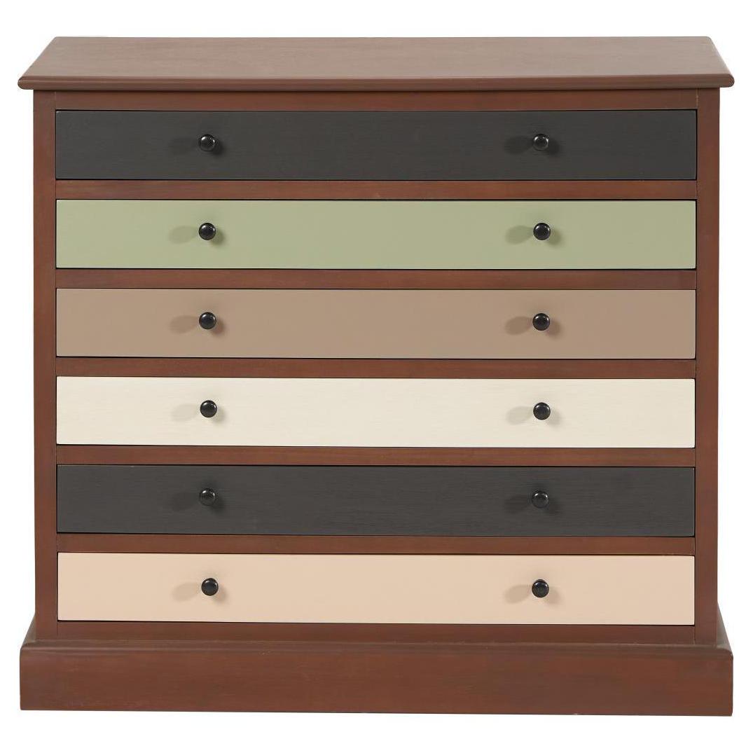 Beau&Co Falk Sage Multicoloured Pine Wood 6 Drawer Unit