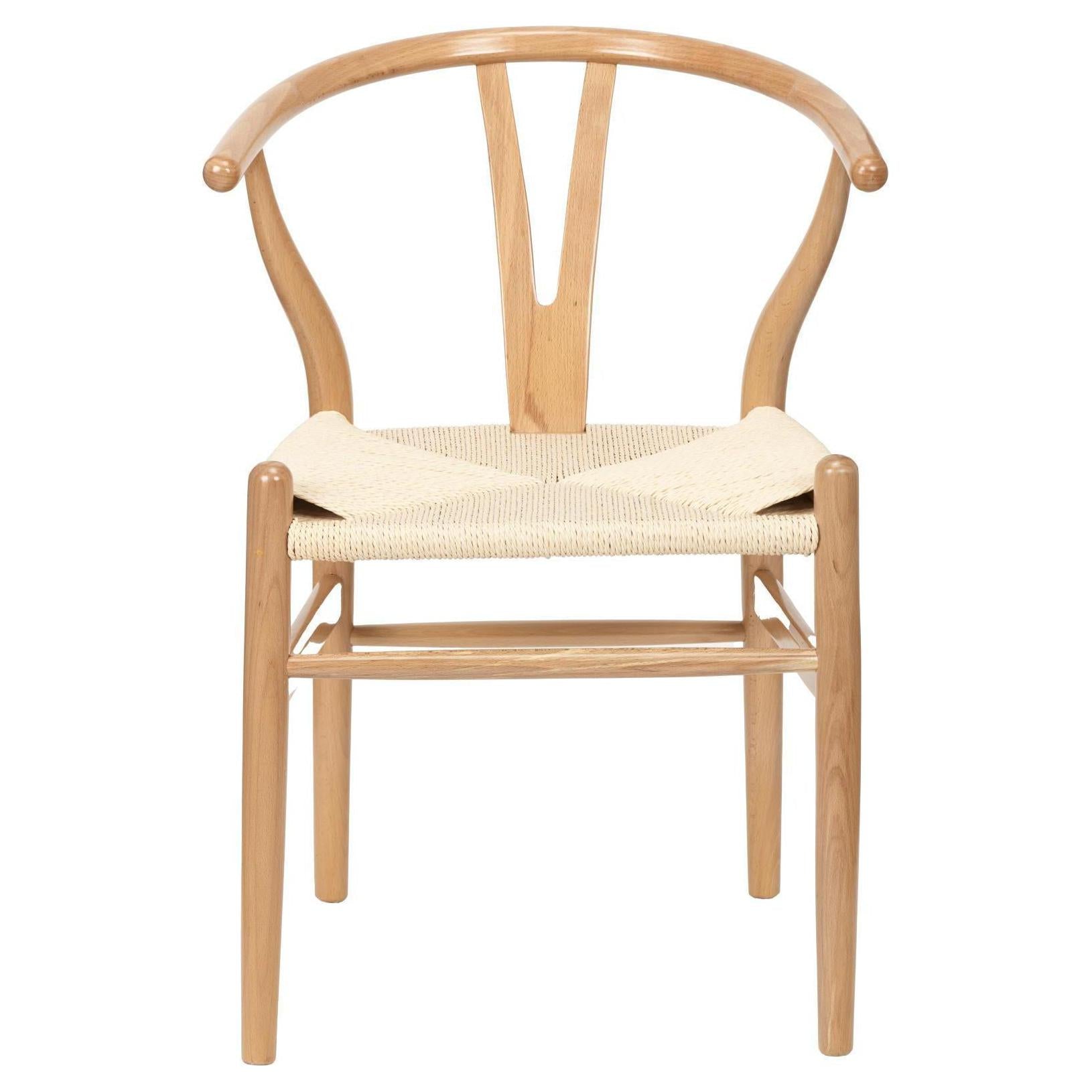 Beau&Co Leif Natural Beech Wood and Natural Paper Rope Dining Chair