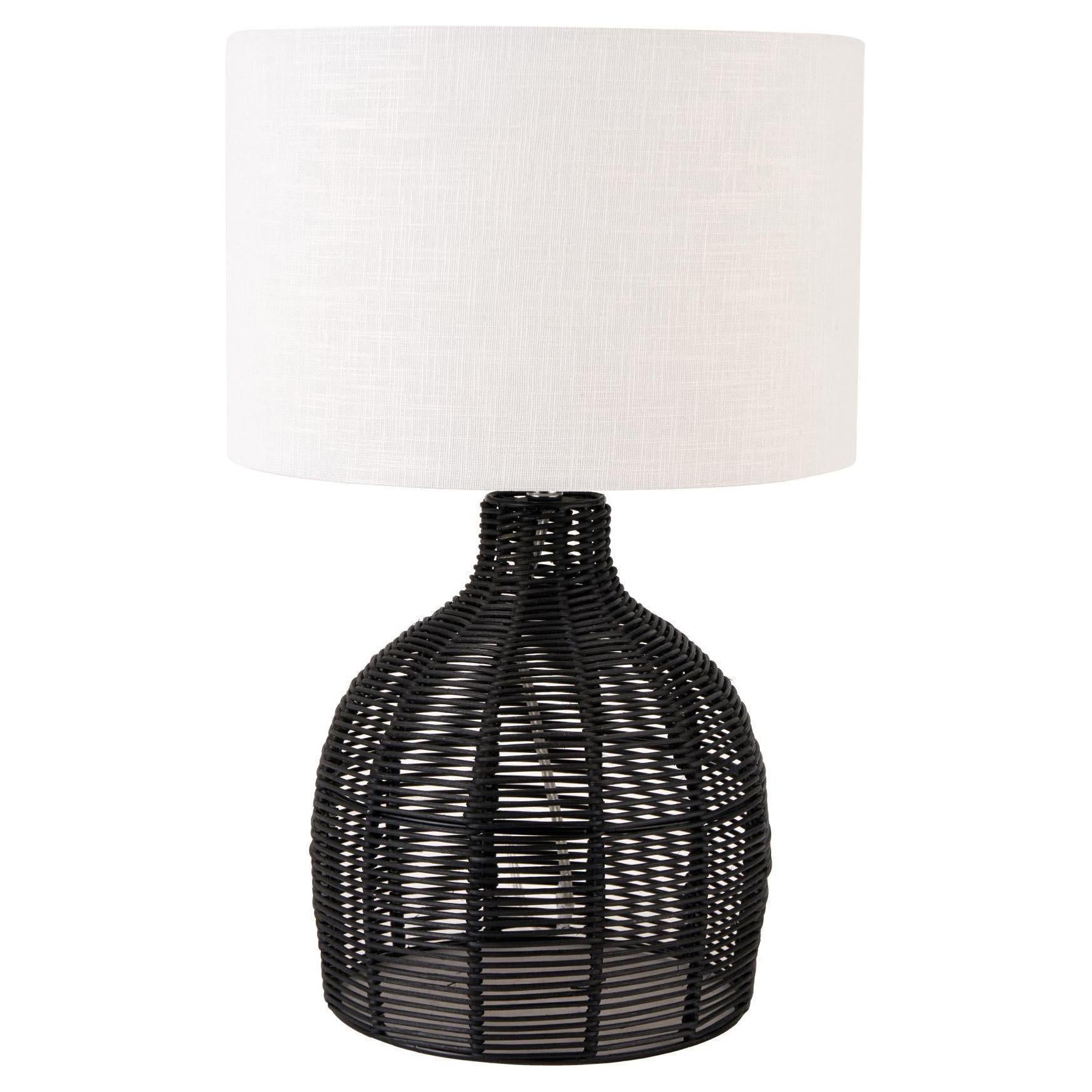 Beau&Co Nils Black Rattan Cloche Table Lamp